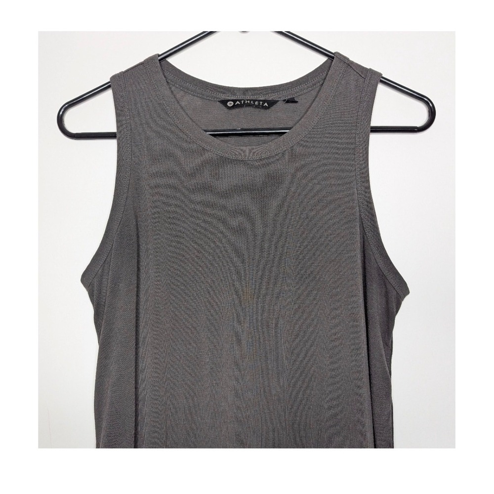 Athleta Renew Tank Top‎ Charcoal Gray Sleeveless Crew Neck Athleisure Soft L EUC - Picture 2 of 12